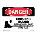 Signmission OSHA Sign, 3.5" Height, 5" Wide, Crushing Hazard Outriggers Stand Clear, Landscape, 10PK OS-DS-D-35-L-1868-10PK